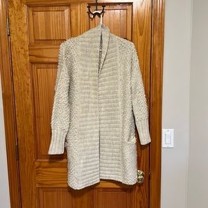 Beige “if it were me” oversized chunky cardigan. Size small, but oversized.